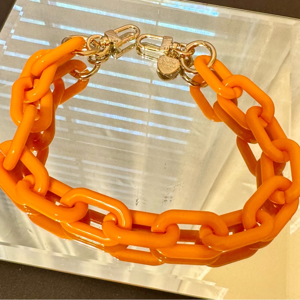 Gold Blush Neon Orange Link Bag Chain with Gold Accents